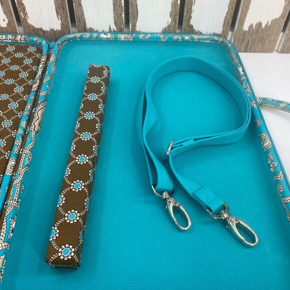 Vera Bradley Jave Blue HARDSHELL LAPTOP BRIEFCASE PORTOLIO SHOULDER BAG 17"X12" - Picture 7 of 8